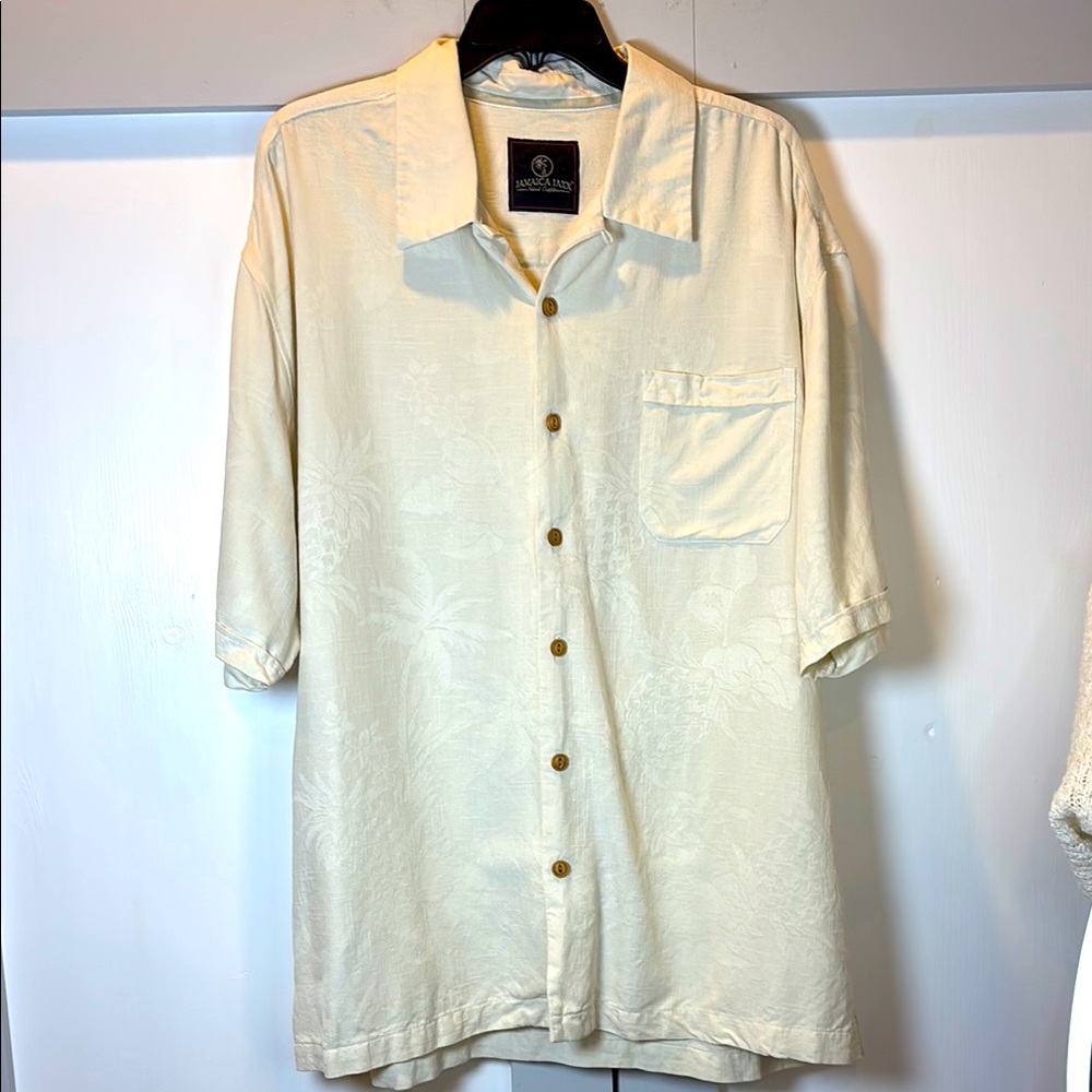 Silk Jamaica Jaxx Island Outfitters Hawaiian Print Button Down Shirt SZ XXL